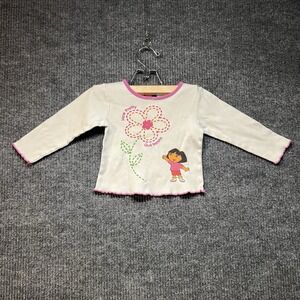 Vintage Dora The Explorer Nick Jr Girls Shirt‎ Size 3T Y2K 2005 White Cartoon